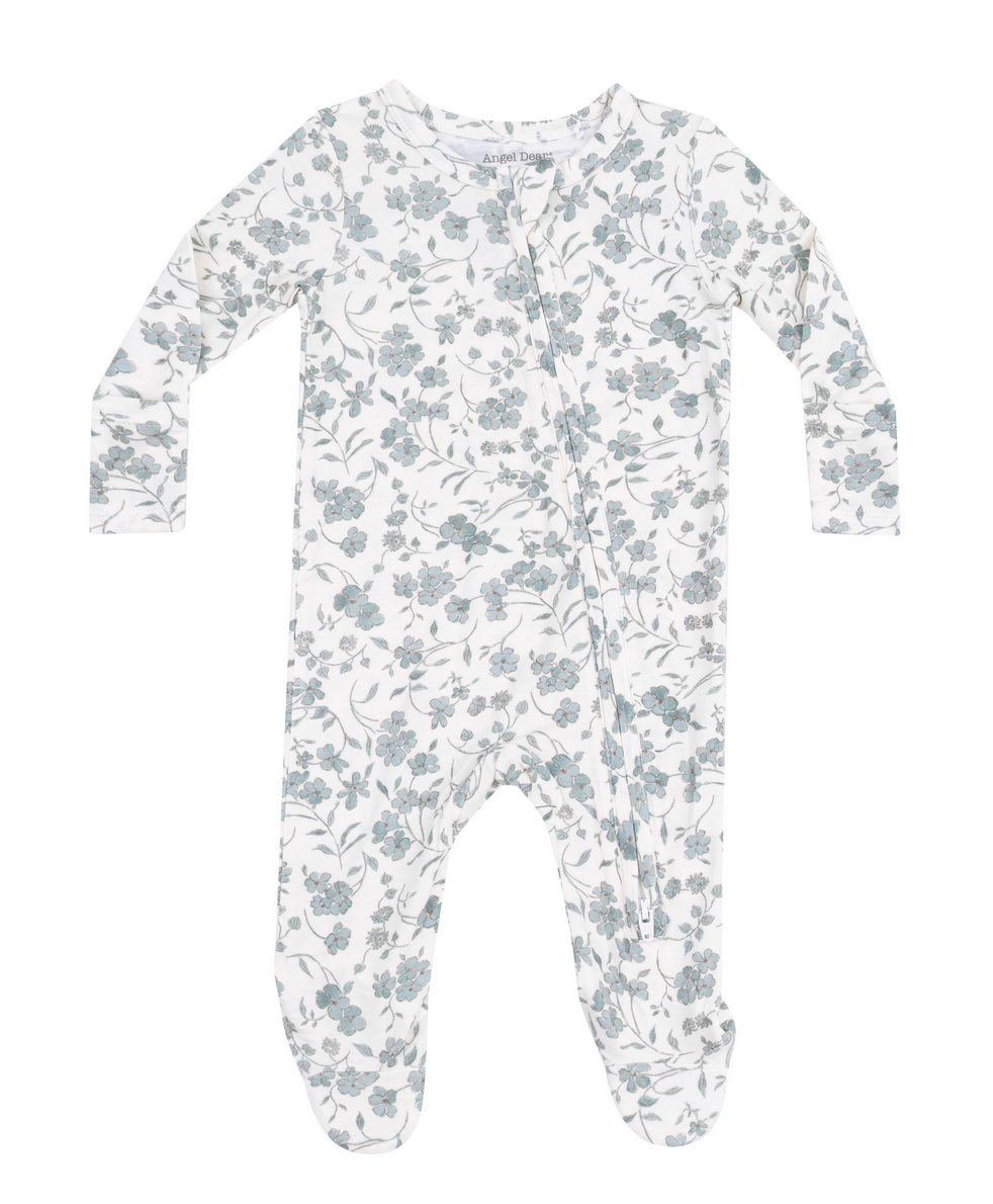Angel Dear Baby'S Breathe Floral 2 Way Zip Footie