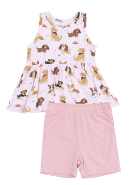 Angel Dear Best Friend Dogs - Pink Peplum Tank/Short