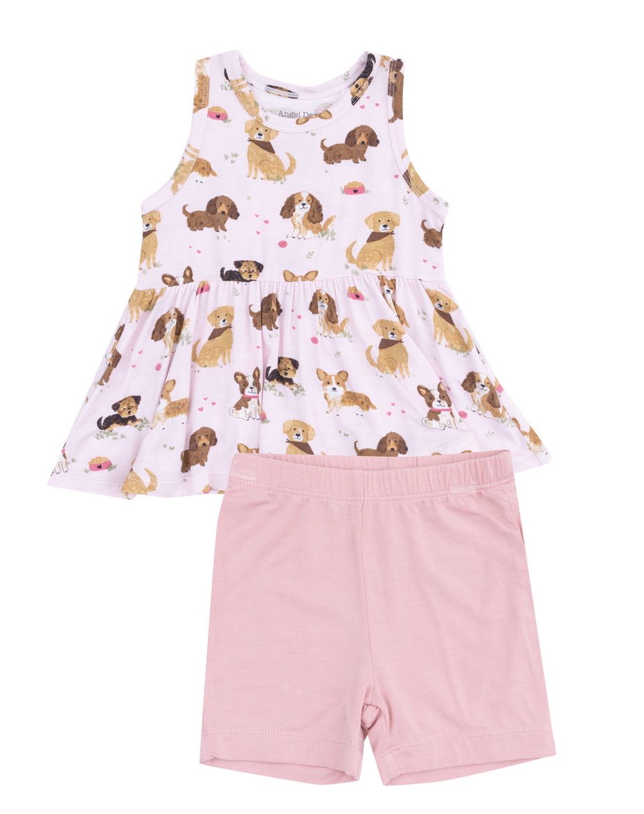 Angel Dear Best Friend Dogs - Pink Peplum Tank/Short