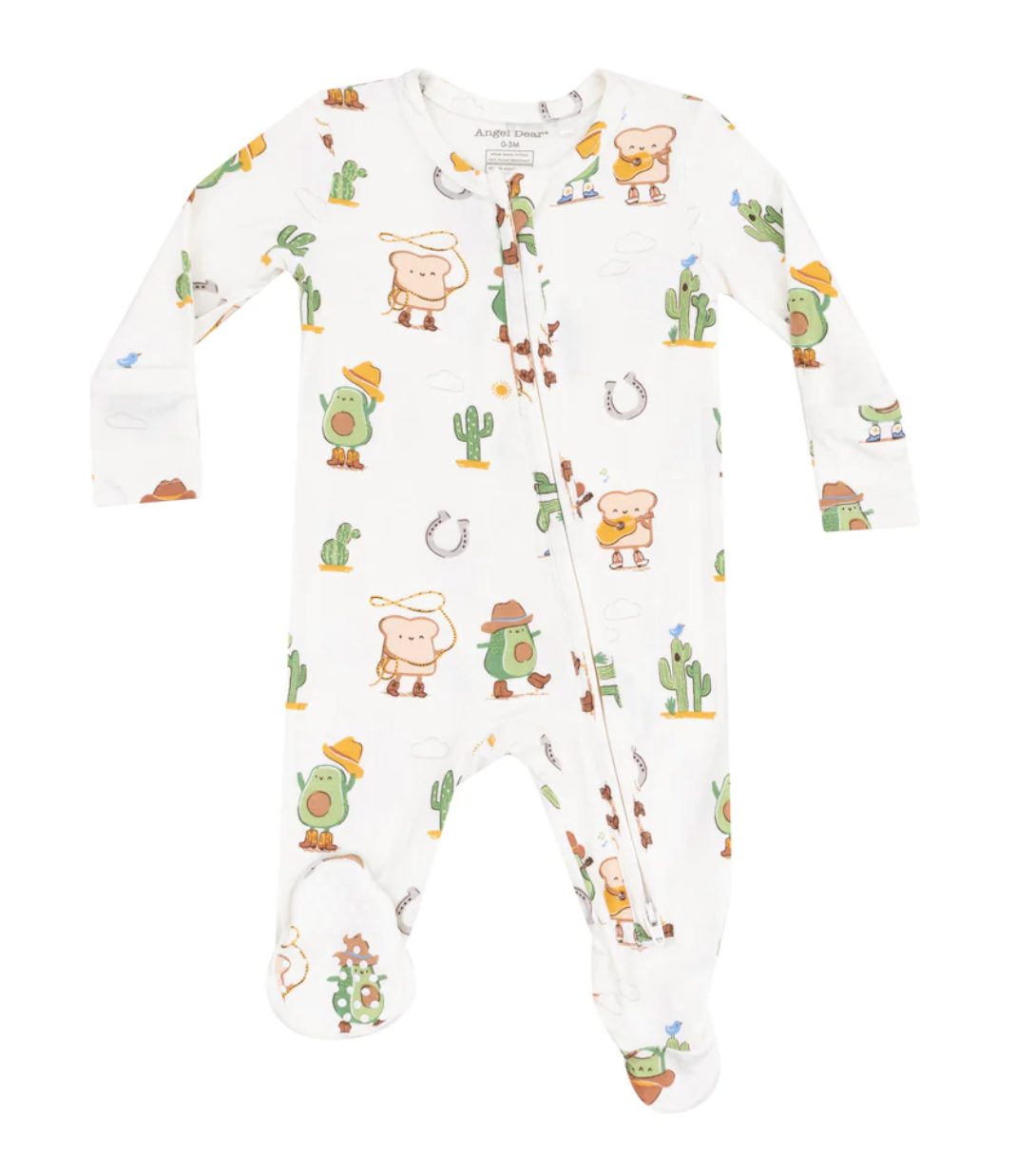 Angel Dear Avocado Toast Western 2 Way Zipper Footie