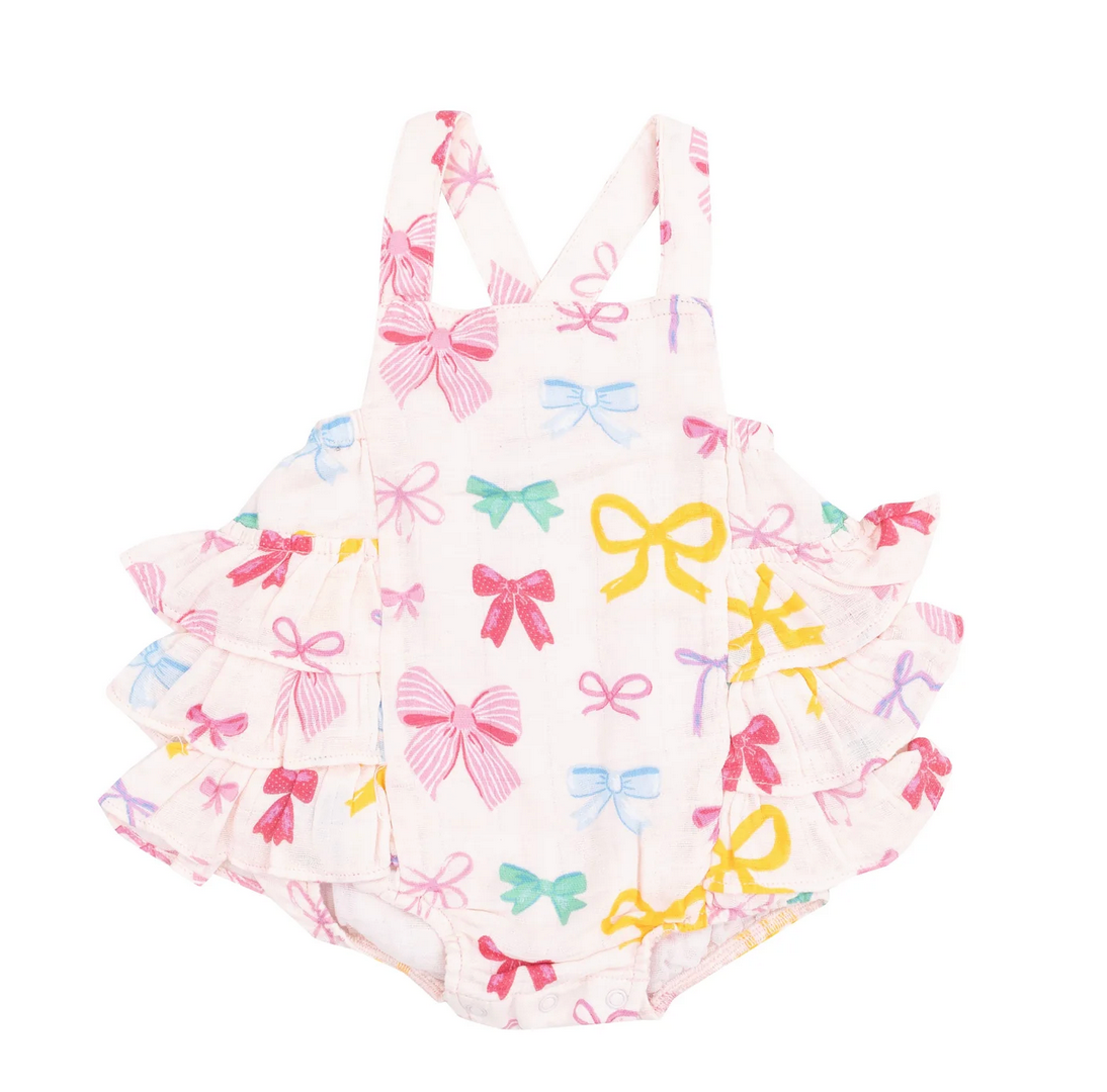 Angel Dear Colorful Bows Ruffle Sunsuit