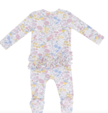 Angel Dear Viola Floral 2 Way Zip Ruffle Back Footie