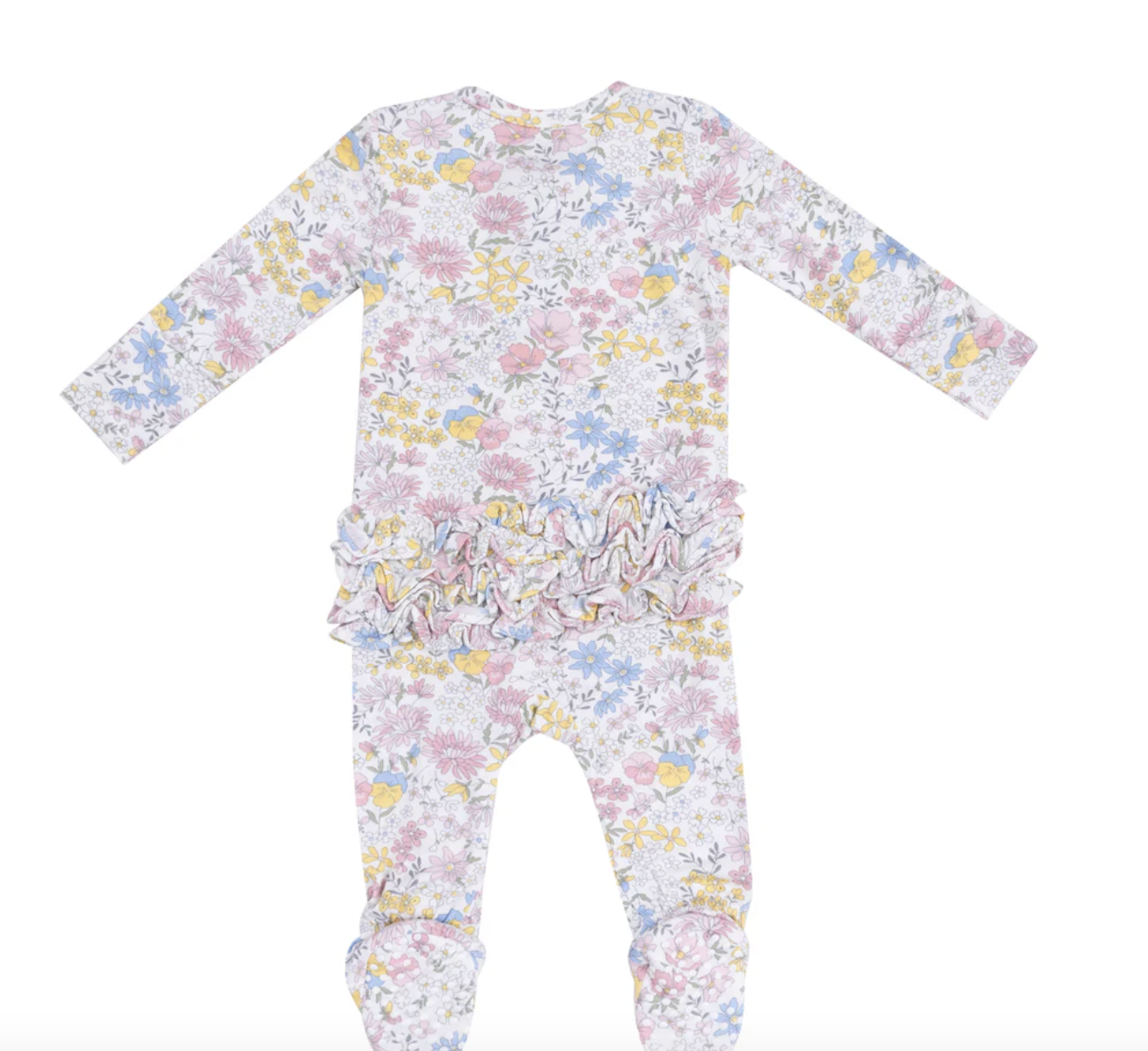 Angel Dear Viola Floral 2 Way Zip Ruffle Back Footie