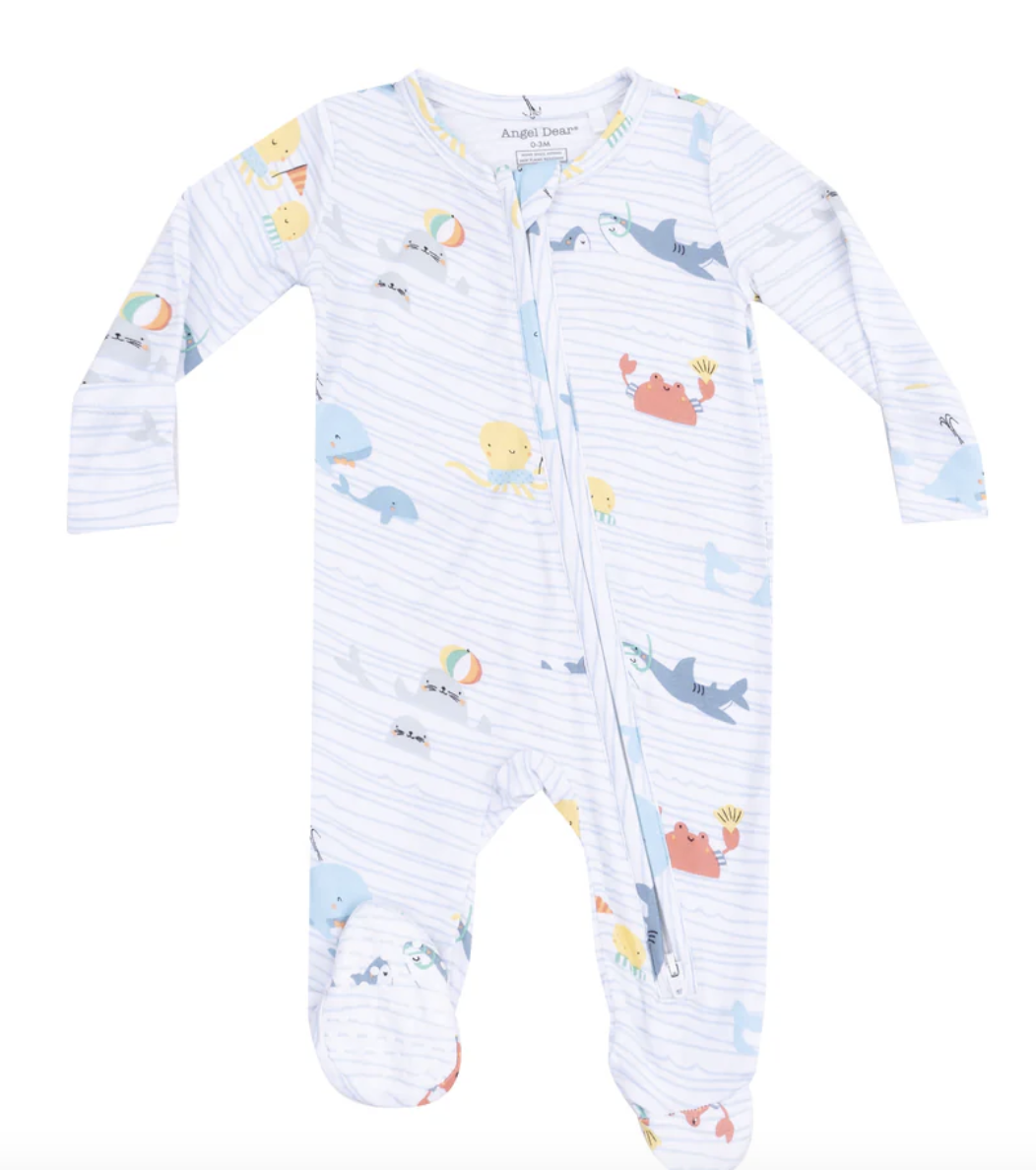 Angel Dear Sea Stripes 2 Way Zip Footie