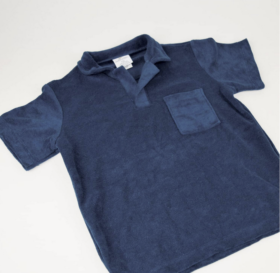 Shade Critters boys terry polo - navy
