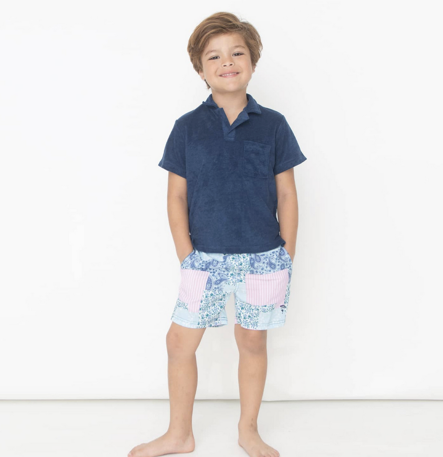 Shade Critters boys terry polo - navy