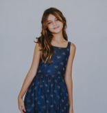 Flowers By Zoe DENIM CHAMBRAY Silver Hearts Dress