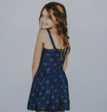 Flowers By Zoe DENIM CHAMBRAY Silver Hearts Dress