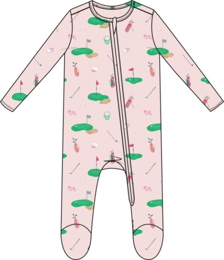 Angel Dear Golf Things Pink 2 Way Zipper Ruffle Back Footie