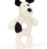 Jellycat Bashful Black & Cream Puppy Ring Rattle RR4BCP