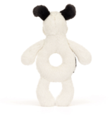 Jellycat Bashful Black & Cream Puppy Ring Rattle RR4BCP
