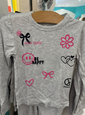 Flowers By Zoe Thermal L/S Tee. Icons Grey 2T51