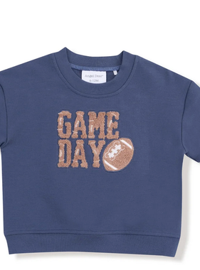 Angel Dear Sweatshirt W/ Varsity Stripes-Indigo