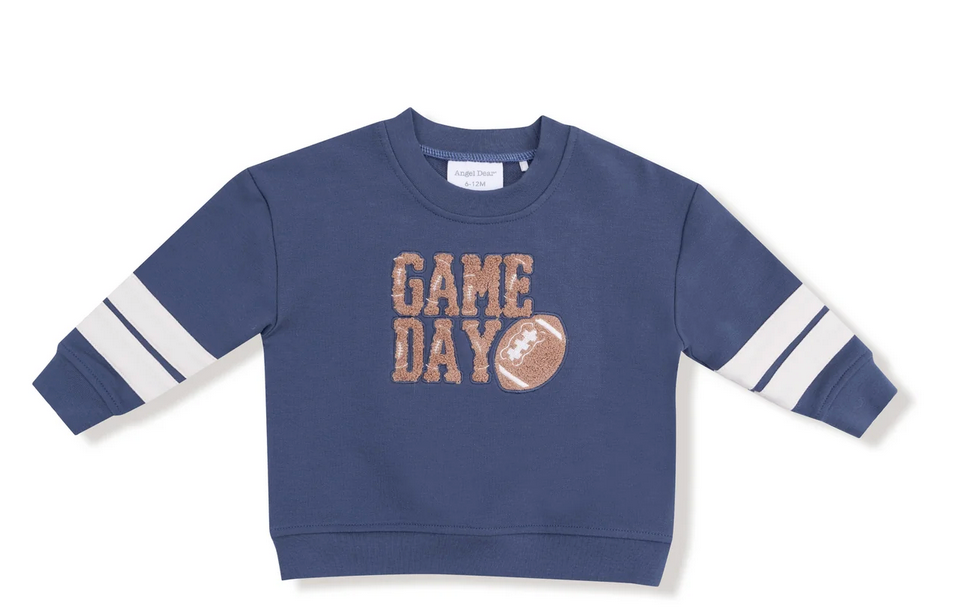 Angel Dear Sweatshirt W/ Varsity Stripes-Indigo
