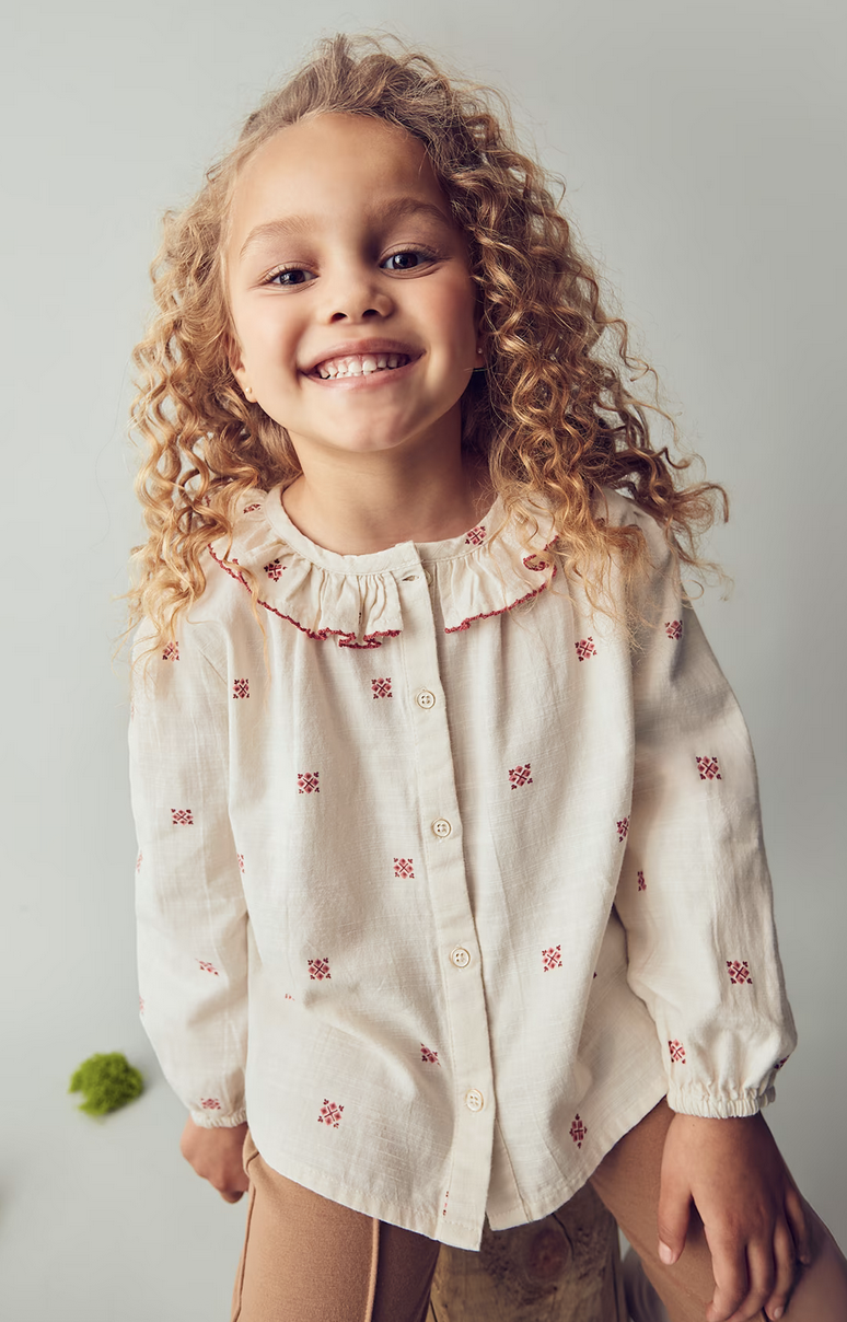 Mayoral 4132 25 Blouse-Red Trim