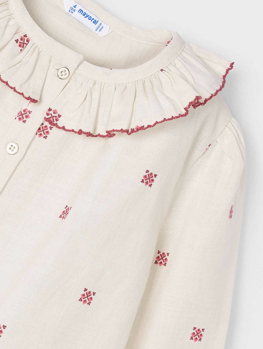 Mayoral 4132 25 Blouse-Red Trim