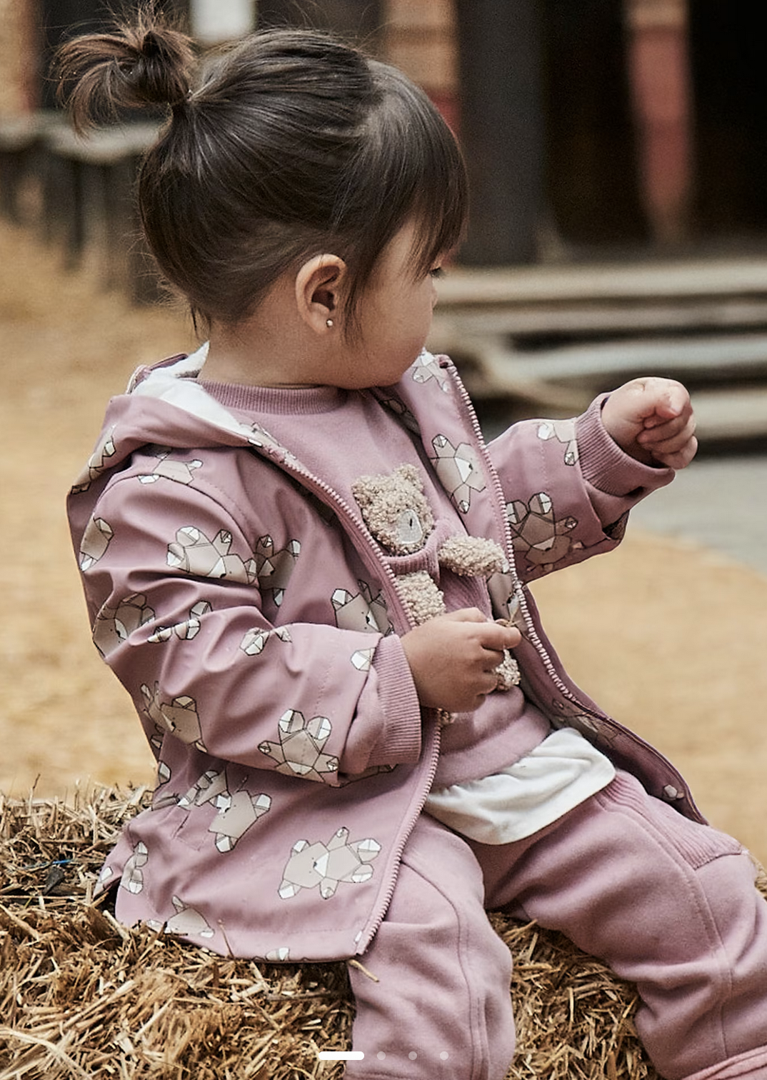 Mayoral 2439 90 Rain Jacket-Pink Bear
