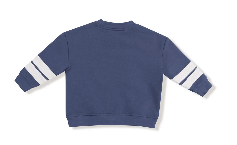 Angel Dear Sweatshirt W/ Varsity Stripes-Indigo
