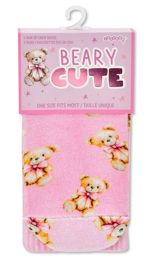 Iscream Beary Cute Pink Socks 820-4001