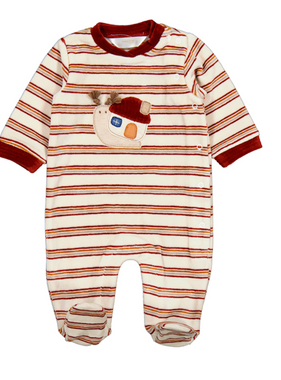 Mayoral 2718 50 Striped Velour Footie-Snail