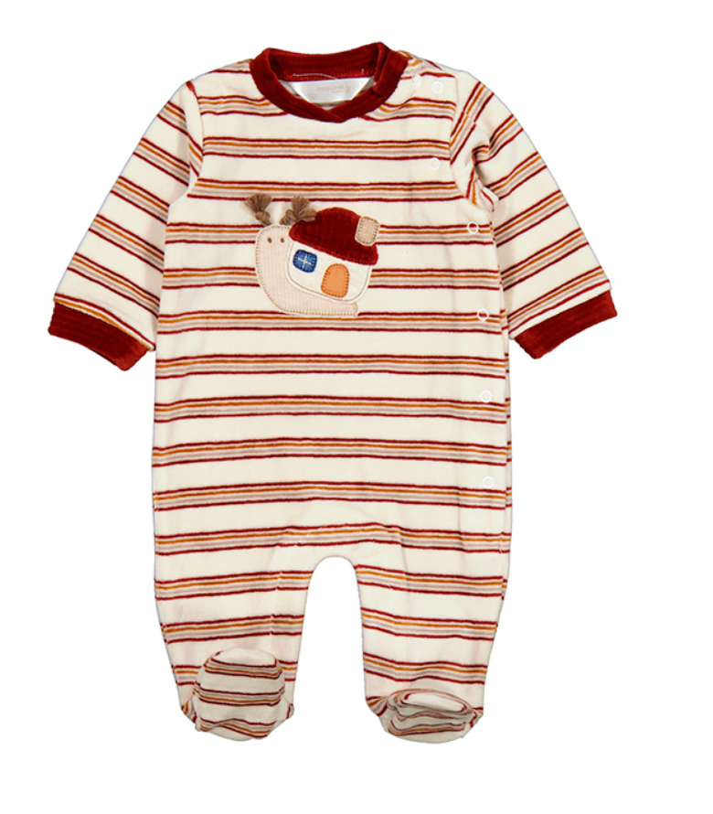 Mayoral 2718 50 Striped Velour Footie-Snail