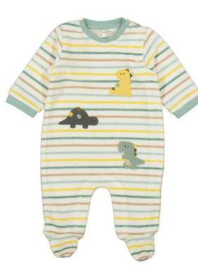 Mayoral 2718 49 Striped Velour Footie-Dino