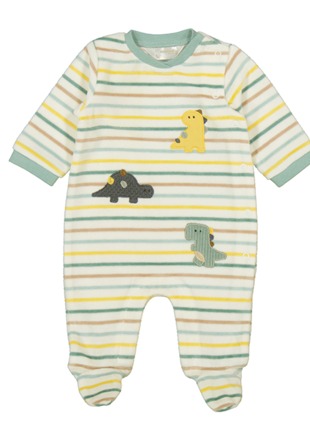 Mayoral 2718 49 Striped Velour Footie-Dino