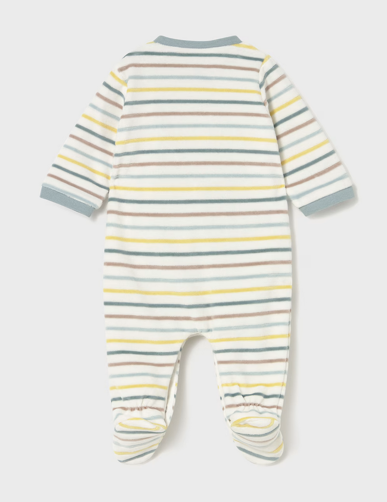 Mayoral 2718 49 Striped Velour Footie-Dino