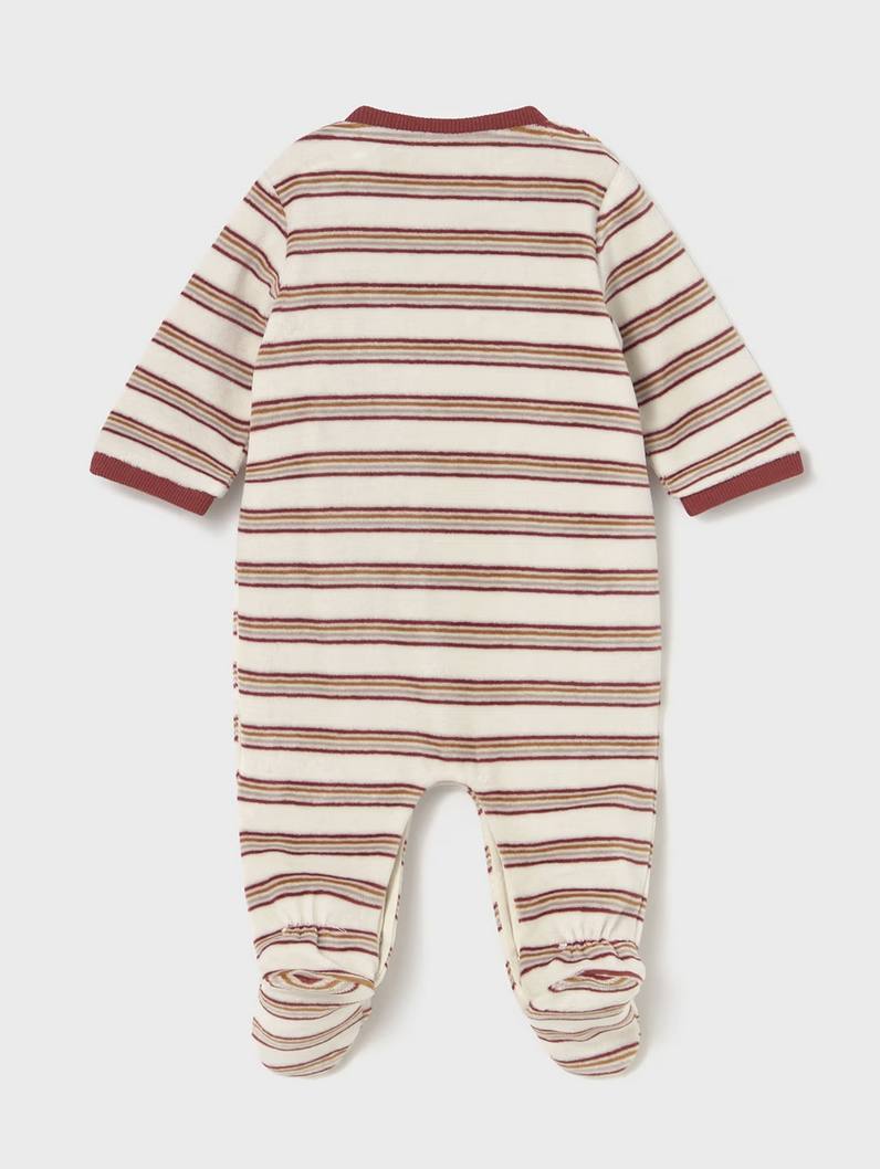 Mayoral 2718 50 Striped Velour Footie-Snail