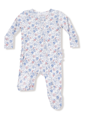 Angel Dear Country Girl Floral Zip Footie