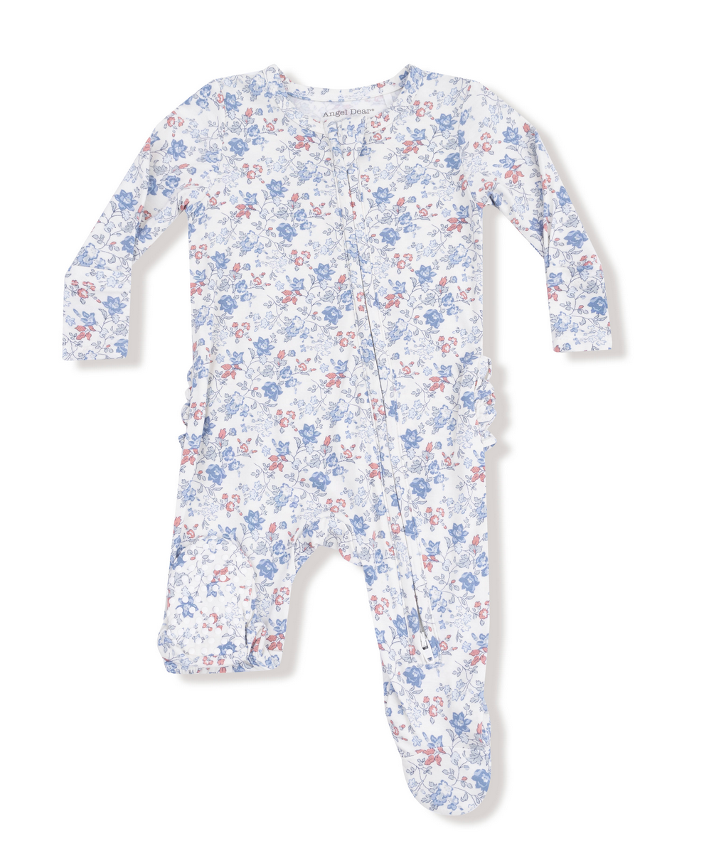 Angel Dear Country Girl Floral Zip Footie