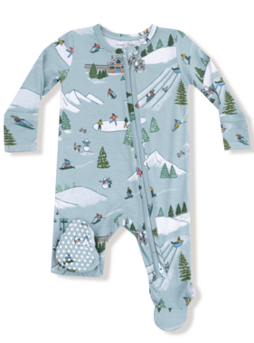 Angel Dear Winter Fun Skiers 2 Way Zip Footie