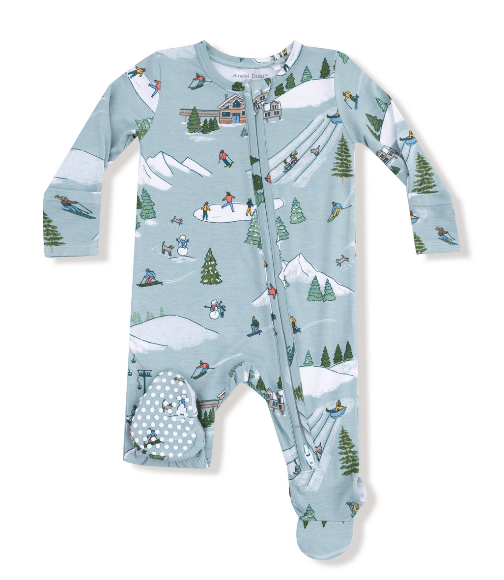 Angel Dear Winter Fun Skiers 2 Way Zip Footie