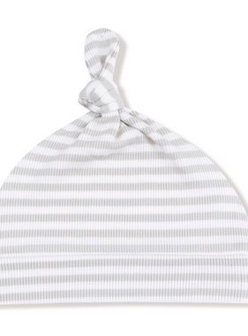 Angel Dear Stripe - Mineral- Grey/White  Knotted Hat 0-3M