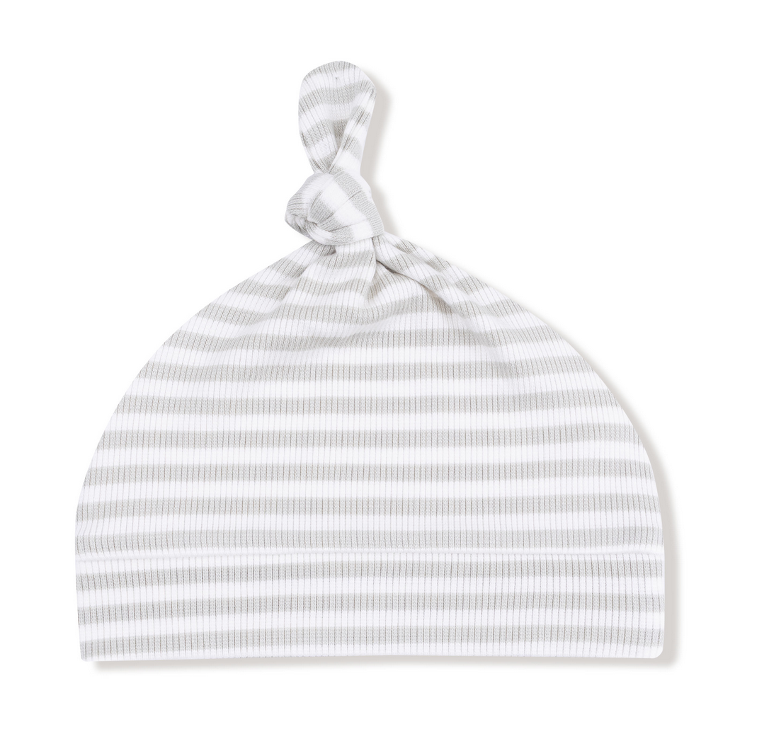 Angel Dear Stripe - Mineral- Grey/White  Knotted Hat 0-3M