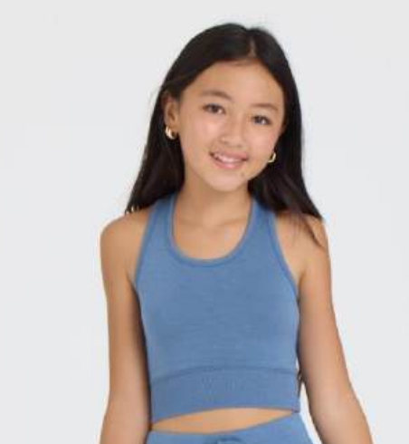 Ocean Drive Kids Cloud Fleece Race Back Tank-Blue Jean