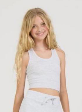 Vintage Havana Cloud Fleece Race Back Tank-Spring Grey