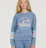 Ocean Drive Kids MB DENIM HEATHER FLEECE CREW W/ TWILL TAPE