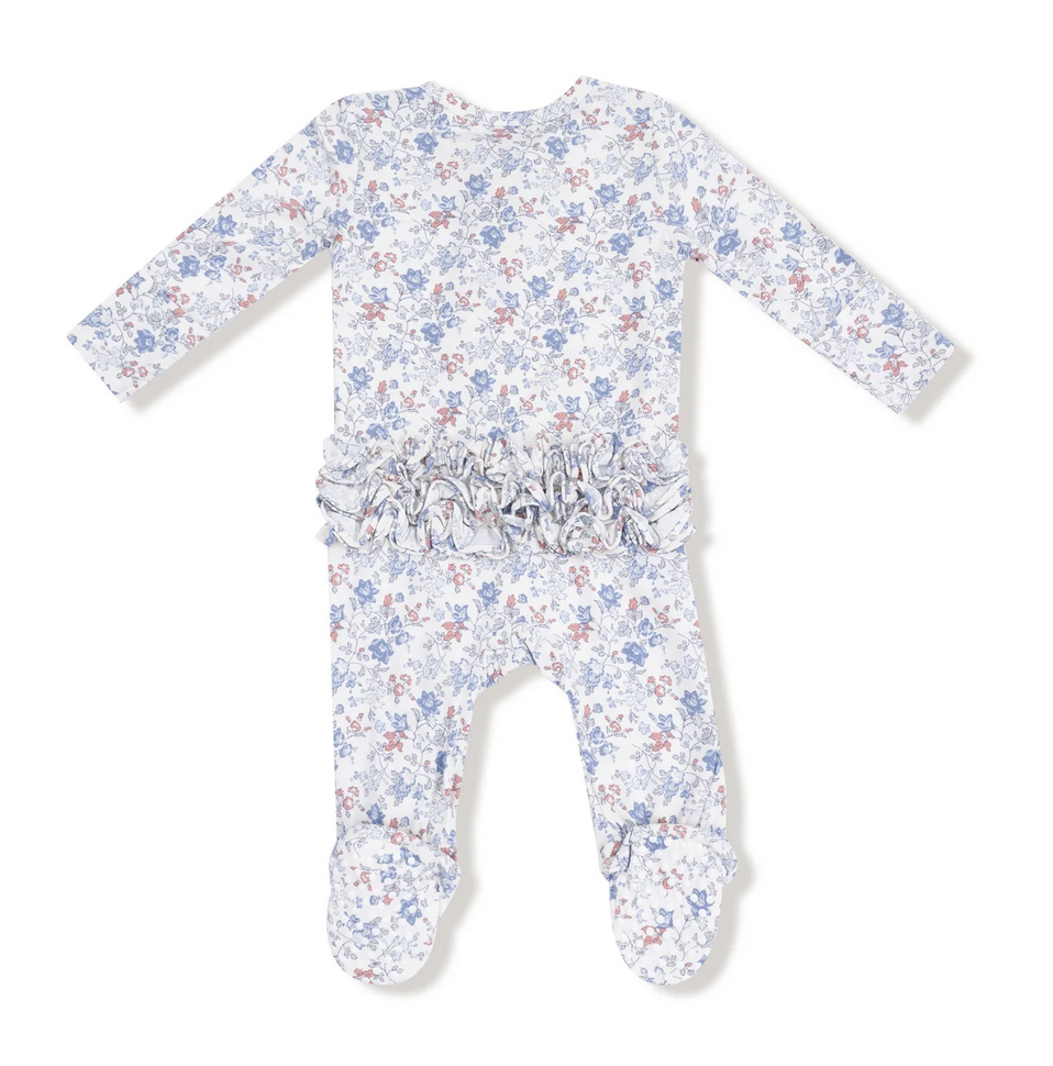 Angel Dear Country Girl Floral Zip Footie