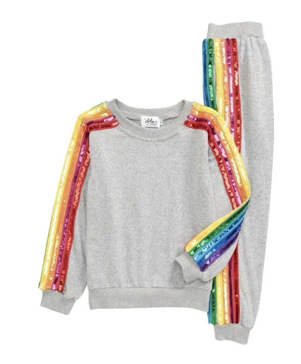 Lola and The Boys Sequin Rainbow Tracksuit Set