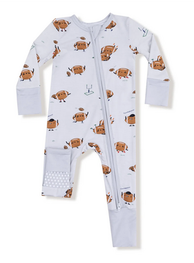 Angel Dear Touchdown Time Grey Mist Zip Romper