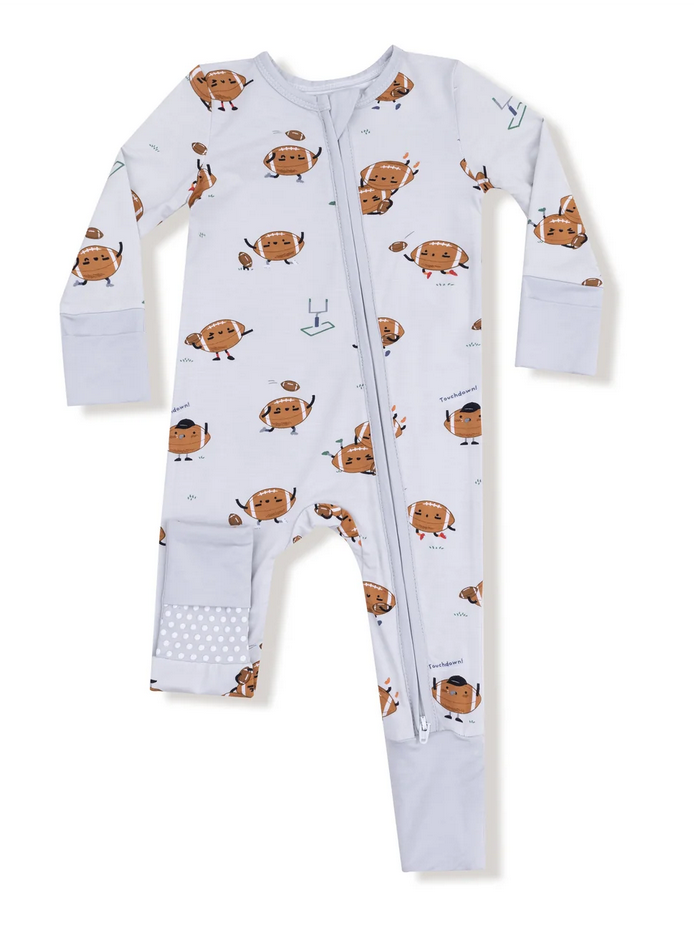 Angel Dear Touchdown Time Grey Mist Zip Romper