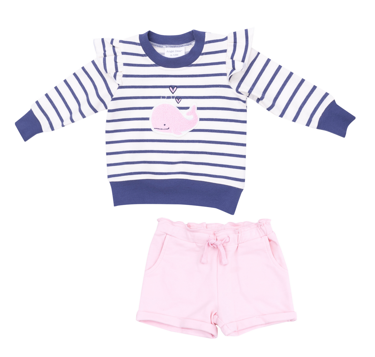 Angel Dear Bubbly Whale Pink Sweatshirt/Shorts 864P-S25- BWP