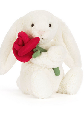 Jellycat Cream Bunny with Rose B6ROSE