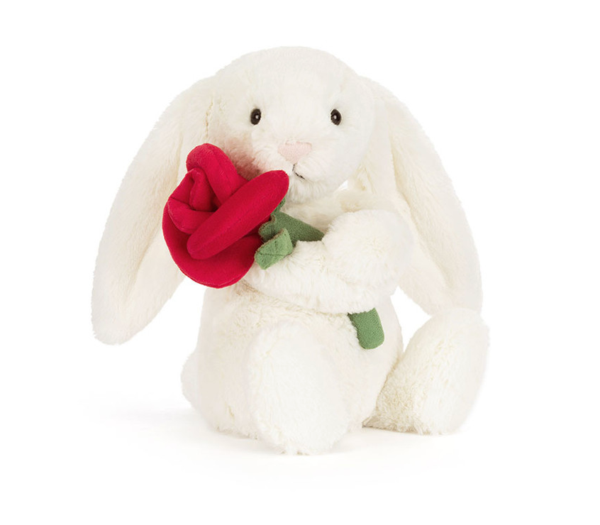 Jellycat Cream Bunny with Rose B6ROSE
