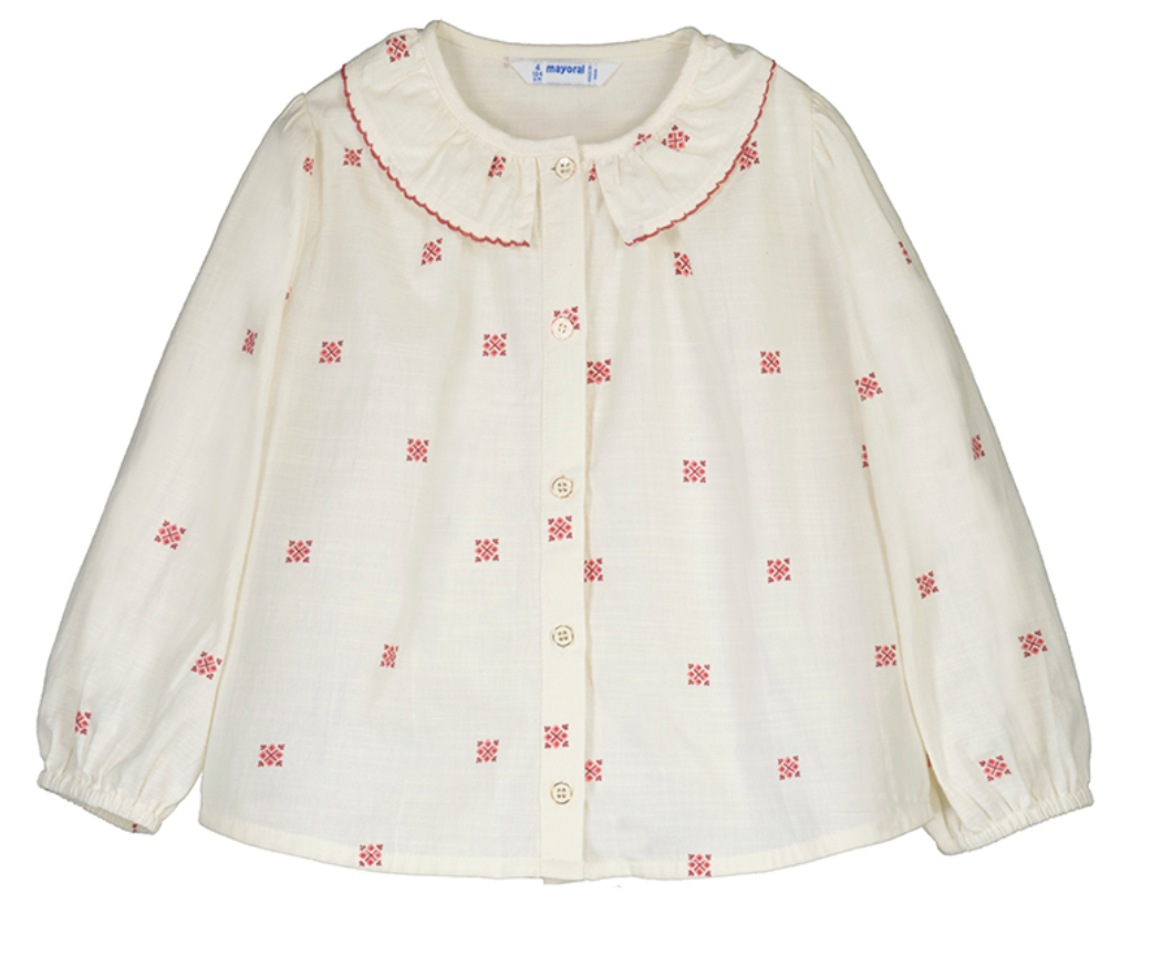 Mayoral 4132 25 Blouse-Red Trim