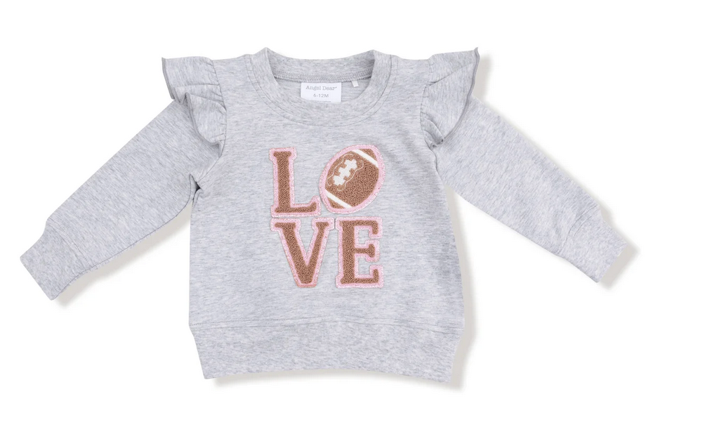 Angel Dear Ruffle Sweatshirt w/ Love Patch-Grey