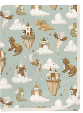 Kickee Pants Swaddling Perfect Blanket Aloe Castles Clouds 47x47