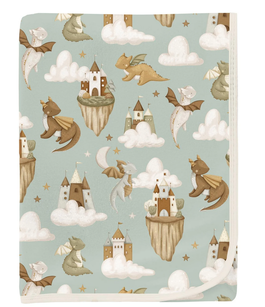 Kickee Pants Swaddling Perfect Blanket Aloe Castles Clouds 47x47