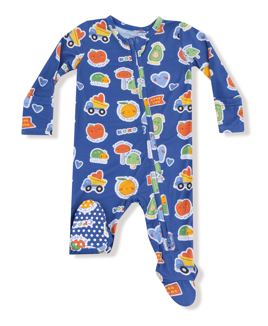 Angel Dear My Funny Valentine Blue 2 Way Zip Footie